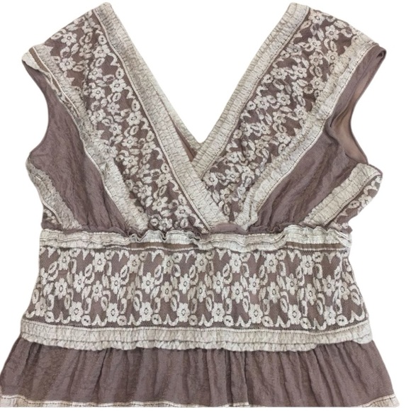 Max Studio Mauve Cream Lace Babydoll Dress Size Large Women’s - Picture 11 of 14